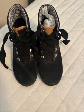 Keds Black Lace-Up Sneaker with Plaid Trim